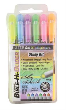 G.T. Luscombe Company, Inc. Accu-Gel Bible-Hi-Glider Bible Study Set, Precise Tip Size, No Bleed Solid Gel Highlighter